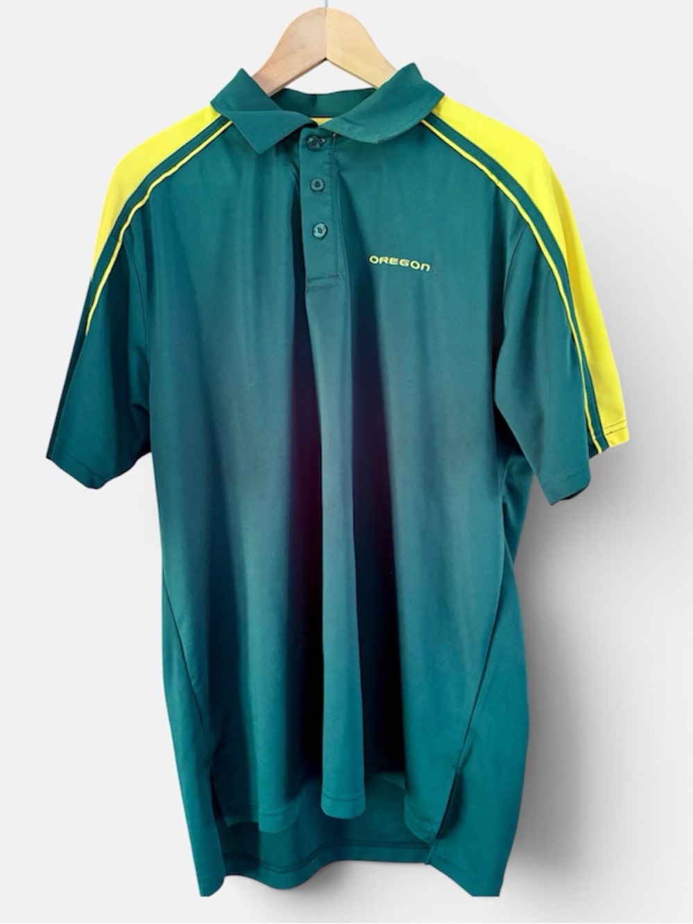 OREGON DUCKS MEDIUM MEN’S Green and Yellow Oregon Athletic Polo Shirt